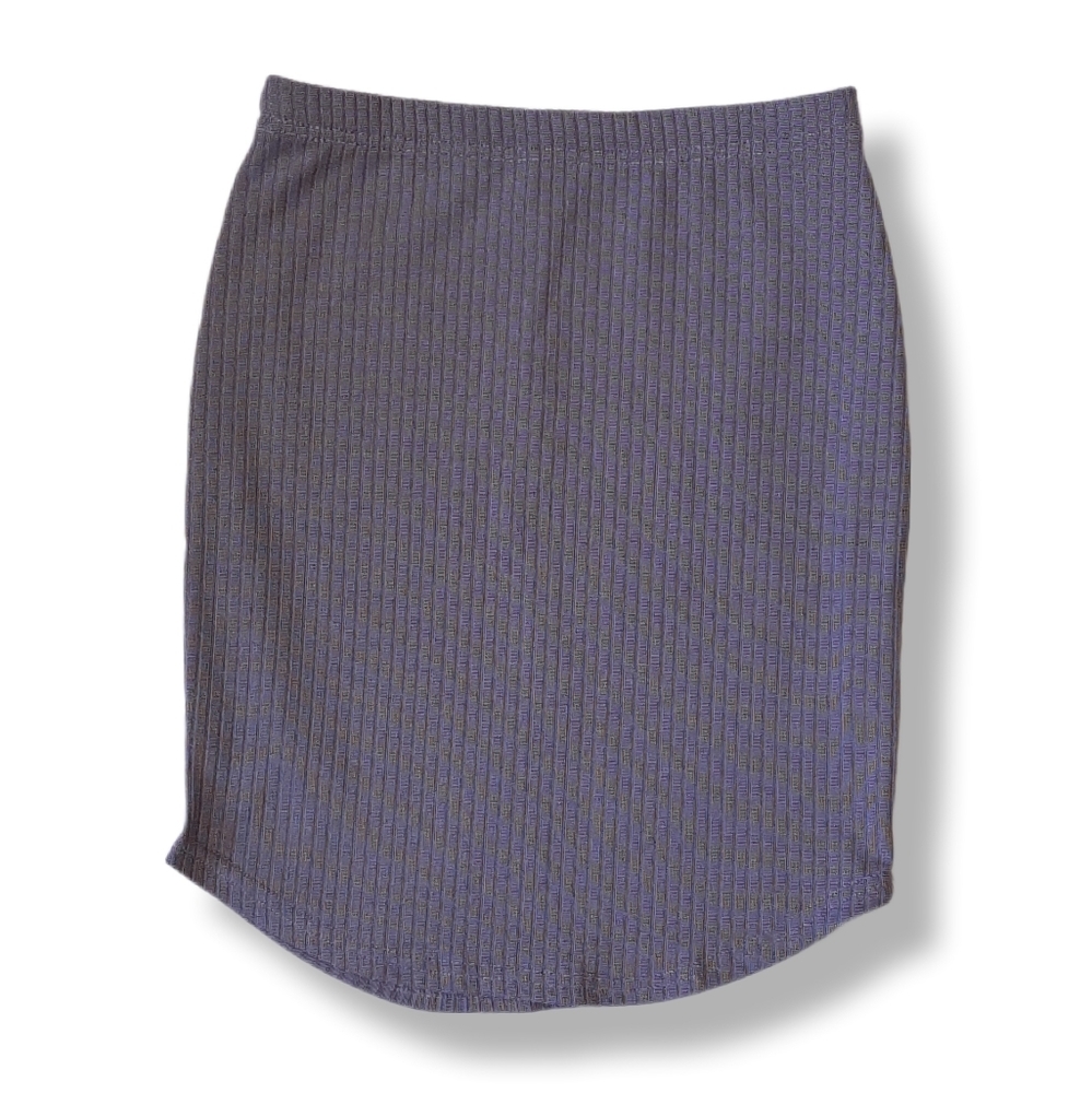 Revamped Ribbed Bodycon Pencil Skirt Pull On Stretchy Rounded Hem Sexy